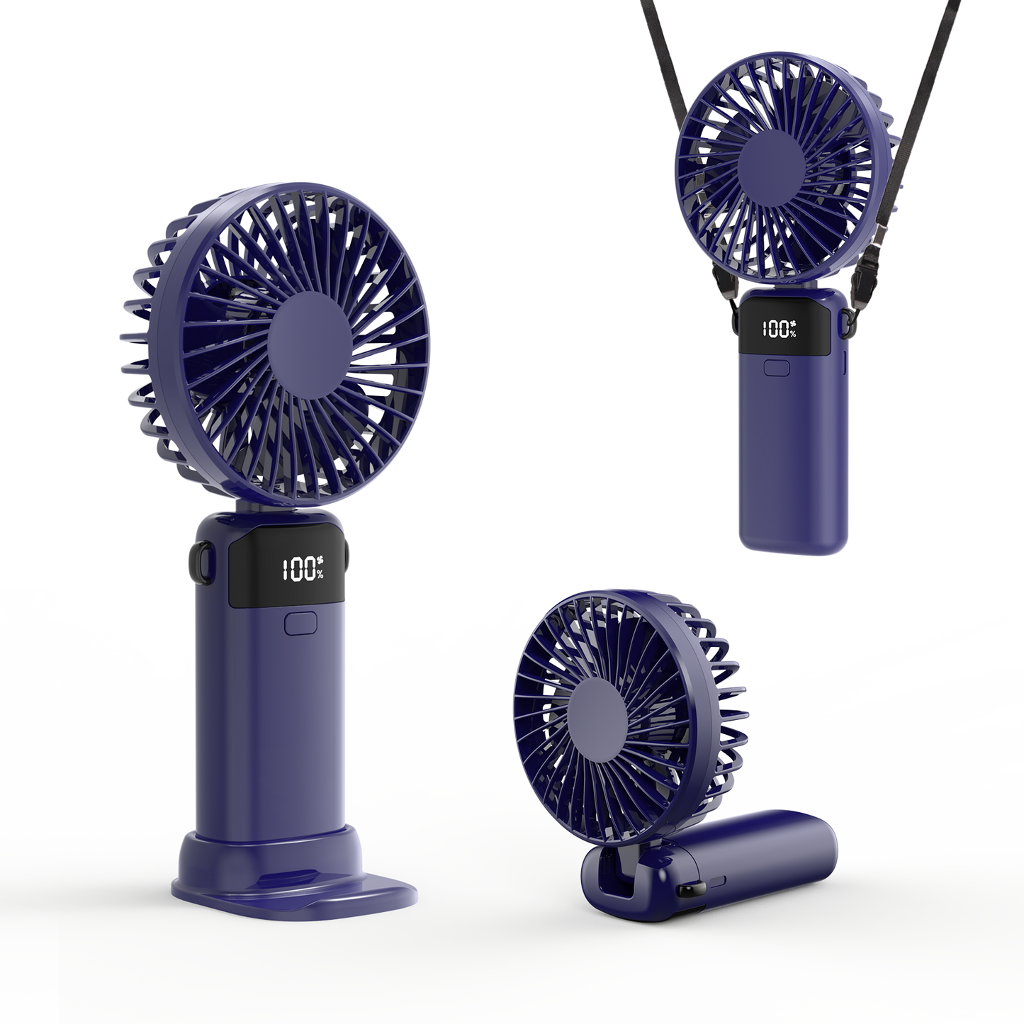 A306 - Portable Rechargeable Handheld Fan with Digital Display