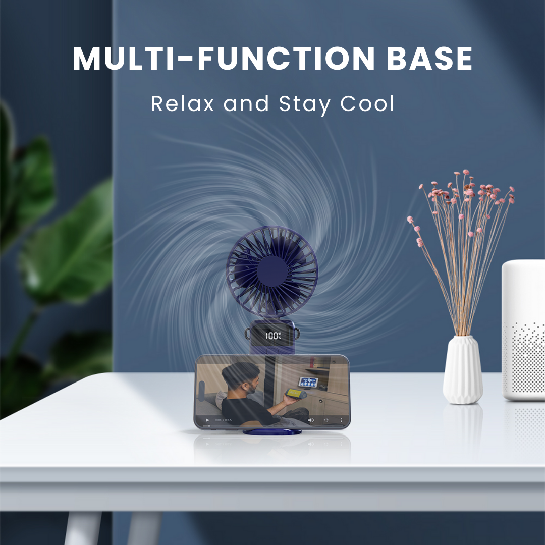 A306 - Portable Rechargeable Handheld Fan with Digital Display