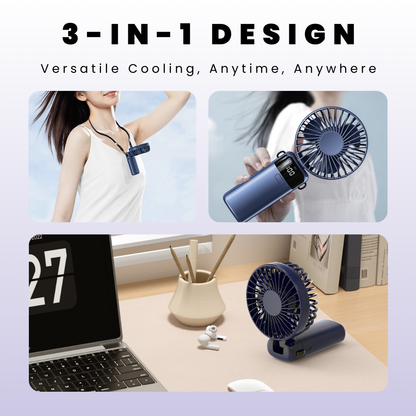 A306 - Portable Rechargeable Handheld Fan with Digital Display