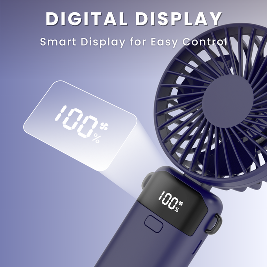 A306 - Portable Rechargeable Handheld Fan with Digital Display