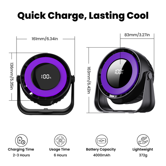 A304 - Turbo Air Circulator Fan – Rechargeable Desk Fan with 100 Speed Settings