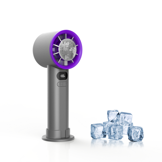 A313 - Handheld Rechargeable Turbo Fan with Icy Cooling Plate & Digital Display