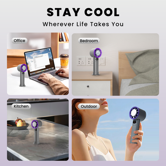 A313 - Handheld Rechargeable Turbo Fan with Icy Cooling Plate & Digital Display